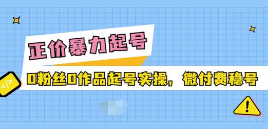 【副业项目3828期】抖音暴力起号实操课：抖音0粉丝0作品起号实操，0粉丝0作品直播-火花副业网