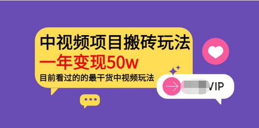 【副业项目3965期】《老吴·中视频项目搬砖玩法，一年变现50w》目前看过的的最干货中视频玩法-火花副业网