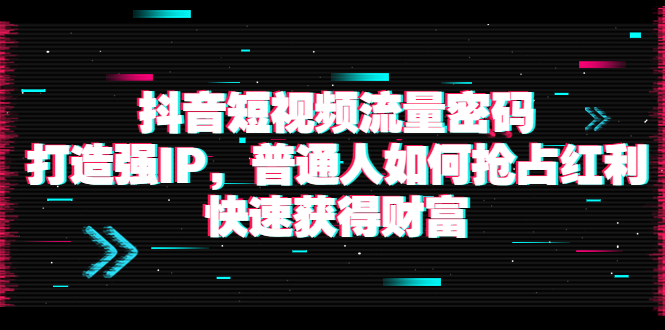 【副业项目4021期】抖音短视频流量密码：打造强IP，普通人如何抢占红利，快速获得财富-火花副业网