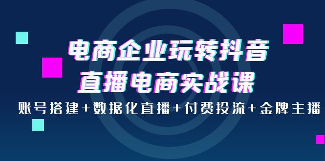 【副业项目4147期】电商企业玩转抖音直播电商实战课：账号搭建+数据化直播+付费投流+金牌主播-火花副业网