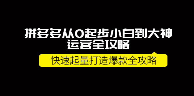 【副业项目4227期】拼多多从0起步小白到大神运营全攻略，快速起量打造10W+爆款全攻略-火花副业网