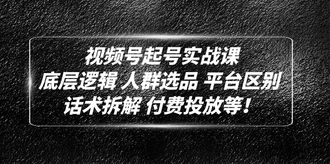 【副业项目5124期】视频号起号实战课：底层逻辑 人群选品 平台区别 话术拆解 付费投放等-火花副业网