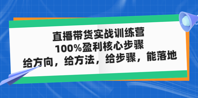 【副业项目5006期】直播带货实战训练营：100%盈利核心步骤，给方向，给方法，给步骤，能落地-火花副业网