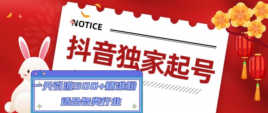 【副业项目5106期】抖音独家起号，一天引流500+精准粉，适合各类行业（9节视频课）-火花副业网