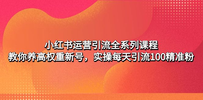 【副业项目5144期】小红书运营引流全系列课程：教你养高权重新号，实操每天引流100精准粉-火花副业网