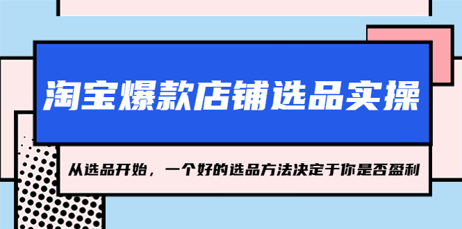 【副业项目5373期】淘宝爆款店铺选品实操，2023从选品开始，一个好的选品方法决定于你是否盈利-火花副业网