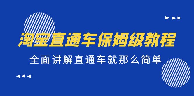 【副业项目5451期】淘宝直通车保姆级教程，全面讲解直通车就那么简单！-火花副业网