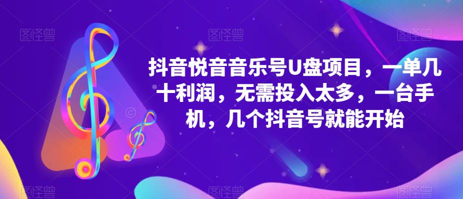 【副业项目5503期】抖音音乐号U盘项目 一单几十利润 无需投入太多 一台手机 几个抖音号就开始-火花副业网