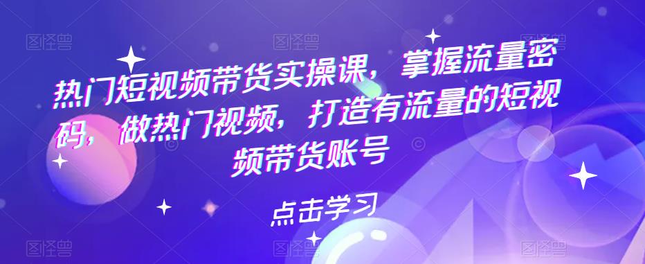 【副业项目5822期】热门短视频带货实战 掌握流量密码 做热门视频 打造有流量的短视频带货账号-火花副业网