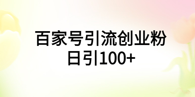 【副业项目6009期】百家号引流创业粉日引100+有手机电脑就可以操作-火花副业网