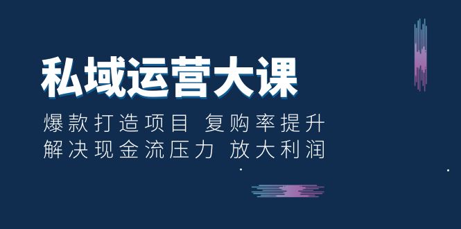 【副业项目6574期】私域运营大课：爆款打造项目 复购率提升 解决现金流压力 放大利润-火花副业网