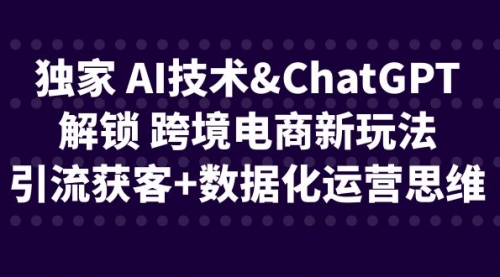 【副业项目6780期】独家 AI技术&ChatGPT解锁 跨境电商新玩法，引流获客+数据化运营思维-火花副业网