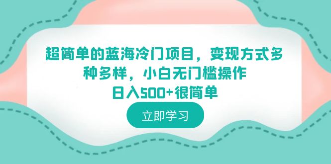 【副业项目6524期】超简单的蓝海冷门项目，变现方式多种多样，小白无门槛操作日入500+很简单-火花副业网