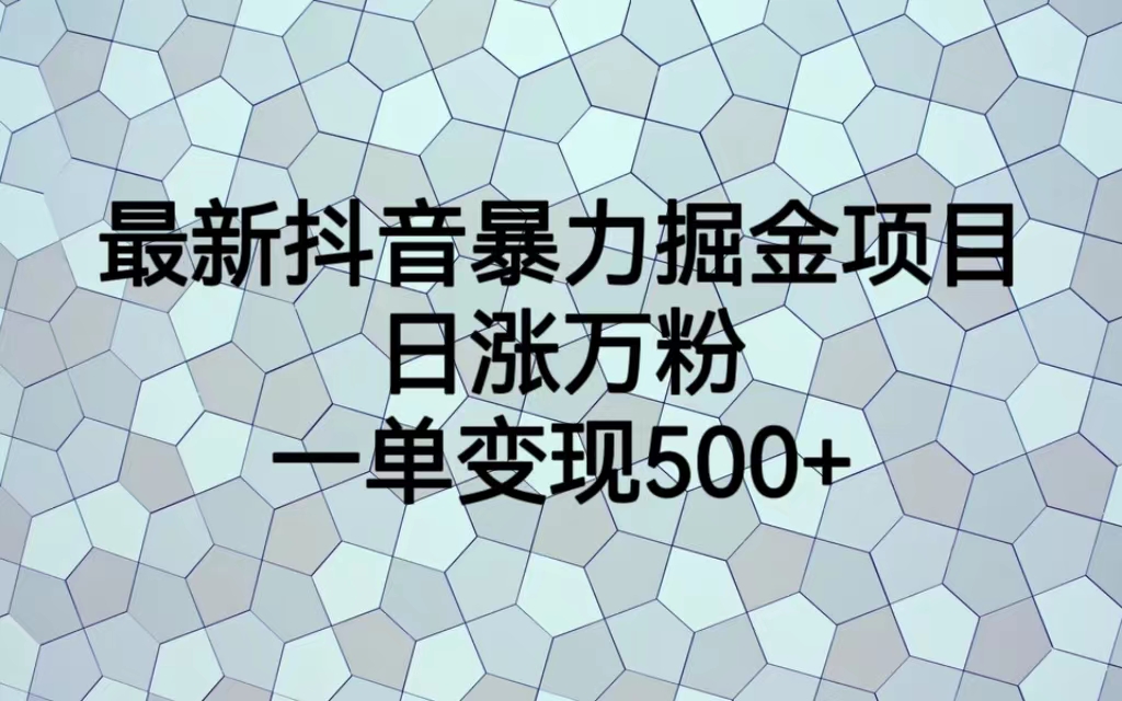 【副业项目6939期】最新抖音暴力掘金项目，日涨万粉，一单变现500+-火花副业网