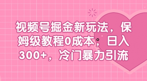 【副业项目7045期】视频号掘金新玩法，保姆级教程0成本，日入300+，冷门暴力引流-火花副业网