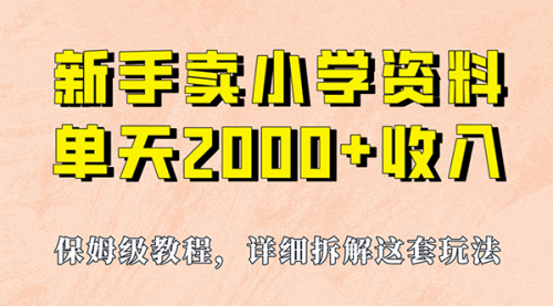 【副业项目7100期】卖小学资料，实现单天2000+，实操项目，保姆级教程+资料+工具-火花副业网