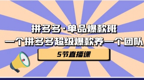 【副业项目第7171期】拼多多·单品爆款班，一个拼多多超级爆款养一个团队-火花副业网