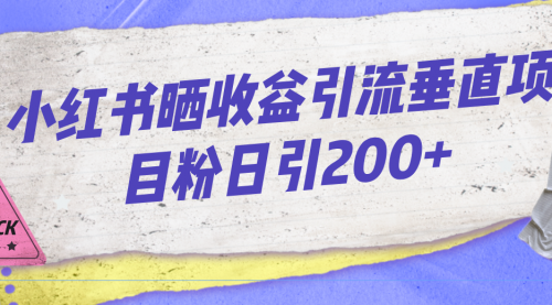 【副业项目7194期】小红书晒收益图引流垂直项目粉日引200+-火花副业网