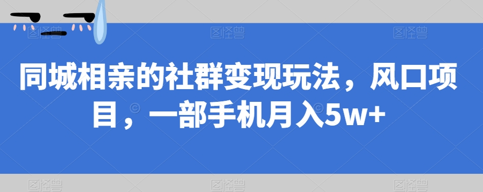 【副业项目7512期】同城相亲的社群变现玩法，风口项目，一部手机月入5w+【揭秘】-火花副业网