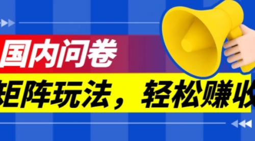 【副业项目7605期】保姆级教程，国内问卷矩阵玩法，轻松赚收益-火花副业网