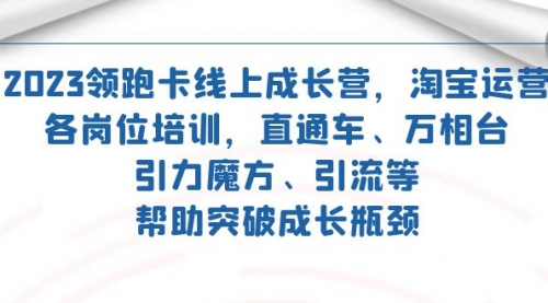 【副业项目7677期】2023领跑·卡 线上成长营 淘宝运营各岗位培训 直通车 万相台 引力魔方 引流-火花副业网