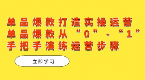 【副业项目7711期】单品爆款打造实操运营，单品爆款从“0”-“1”手把手演练运营步骤-火花副业网