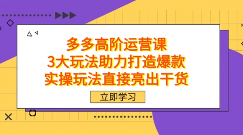 【副业项目7758期】拼多多高阶·运营课，3大玩法助力打造爆款，实操玩法直接亮出干货-火花副业网