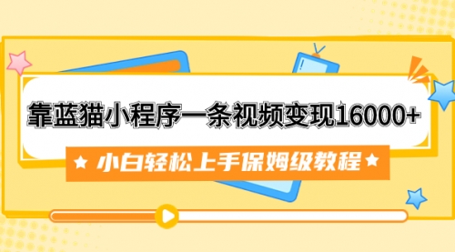 【副业项目7909期】靠蓝猫小程序一条视频变现16000+小白轻松上手保姆级教程（附166G资料素材）-火花副业网