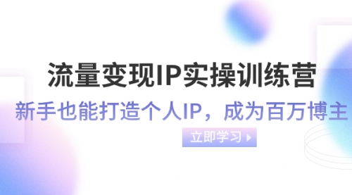 【副业项目8349期】流量变现-IP实操训练营：新手也能打造个人IP，成为百万博主-火花副业网