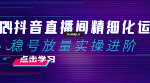 【副业项目8447期】2024抖音直播间精细化运营：稳号放量实操进阶-火花副业网