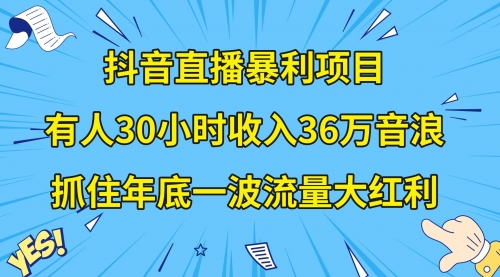 【副业项目8538期】抖音直播暴利项目，有人30小时收入36万音浪-火花副业网