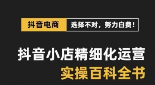 【副业项目8545期】抖音小店 精细化运营-百科全书，保姆级运营实战讲解-火花副业网