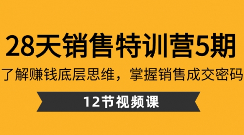 【副业8768期】28天·销售特训营5期：了解赚钱底层思维，掌握销售成交密码（12节课）-火花副业网