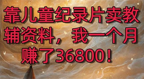 【副业8869期】靠儿童纪录片卖教辅资料，一个月赚了36800！暴力变现2.0版本，喂饭级教学-火花副业网