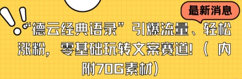 【副业8957期】“德云经典语录”引爆流量、轻松涨粉，零基础玩转文案赛道（内附70G素材）-火花副业网