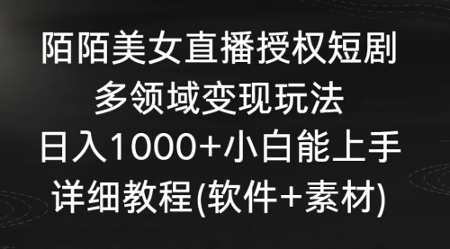 【副业8963期】陌陌美女直播授权短剧，多领域变现玩法，日入1000+-火花副业网