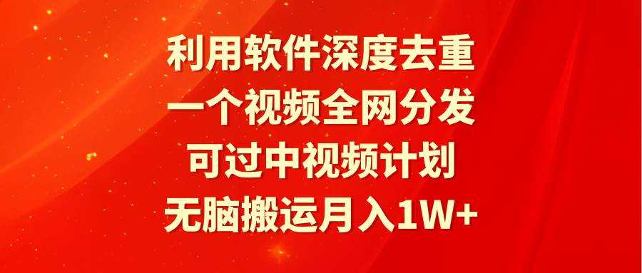 利用软件深度去重，一个视频全网分发，可过中视频计划，无脑搬运月入1W+-火花副业网