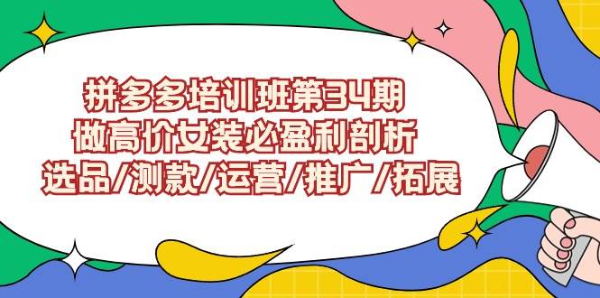 拼多多培训班第34期：做高价女装必盈利剖析  选品/测款/运营/推广/拓展-火花副业网