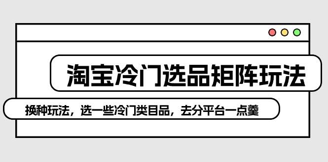 淘宝冷门选品矩阵玩法：换种玩法，选一些冷门类目品，去分平台一点羹-火花副业网