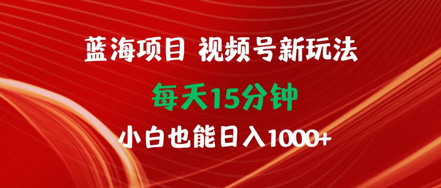 蓝海项目视频号新玩法 每天15分钟 小白也能日入1000+-火花副业网