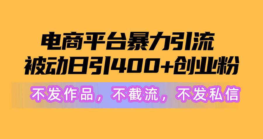 电商平台暴力引流,被动日引400+创业粉不发作品，不截流，不发私信-火花副业网