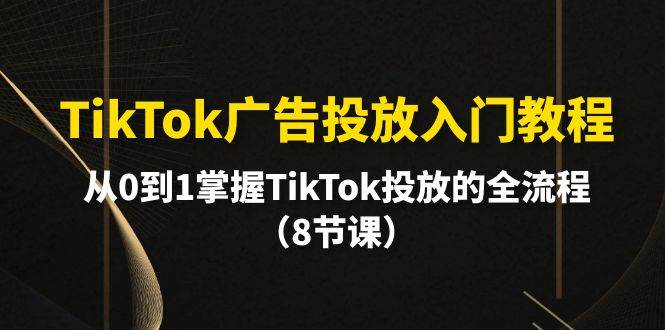 TikTok广告投放入门教程，从0到1掌握TikTok投放的全流程（8节课）-火花副业网