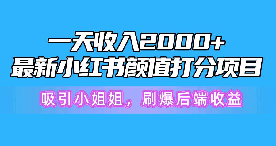 一天收入2000+，最新小红书颜值打分项目，吸引小姐姐，刷爆后端收益-火花副业网