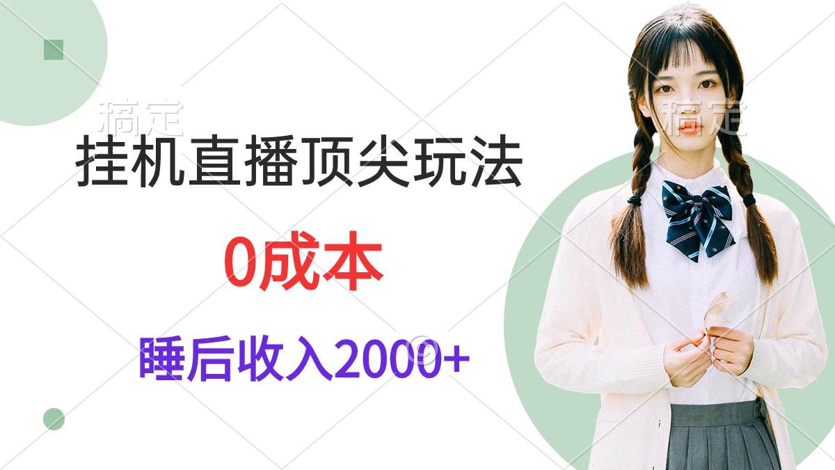 挂机直播顶尖玩法，睡后日收入2000+、0成本，视频教学-火花副业网