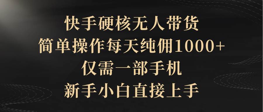 快手硬核无人带货，简单操作每天纯佣1000+,仅需一部手机，新手小白直接上手-火花副业网