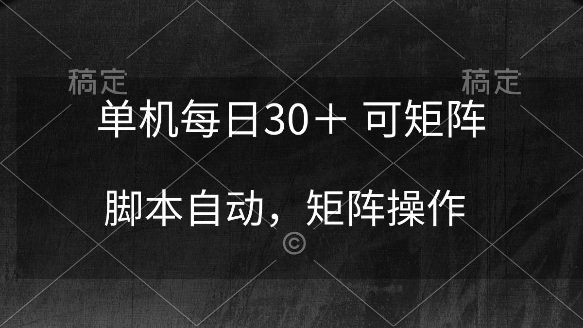 单机每日30＋ 可矩阵，脚本自动 稳定躺赚-火花副业网