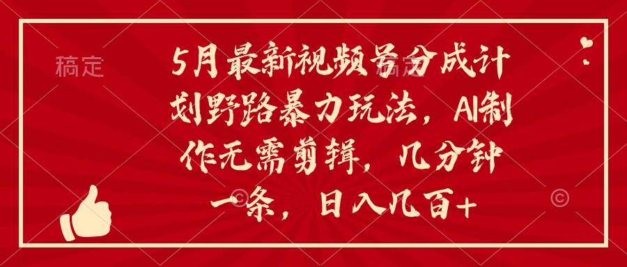 5月最新视频号分成计划野路暴力玩法，ai制作，无需剪辑。几分钟一条，…-火花副业网