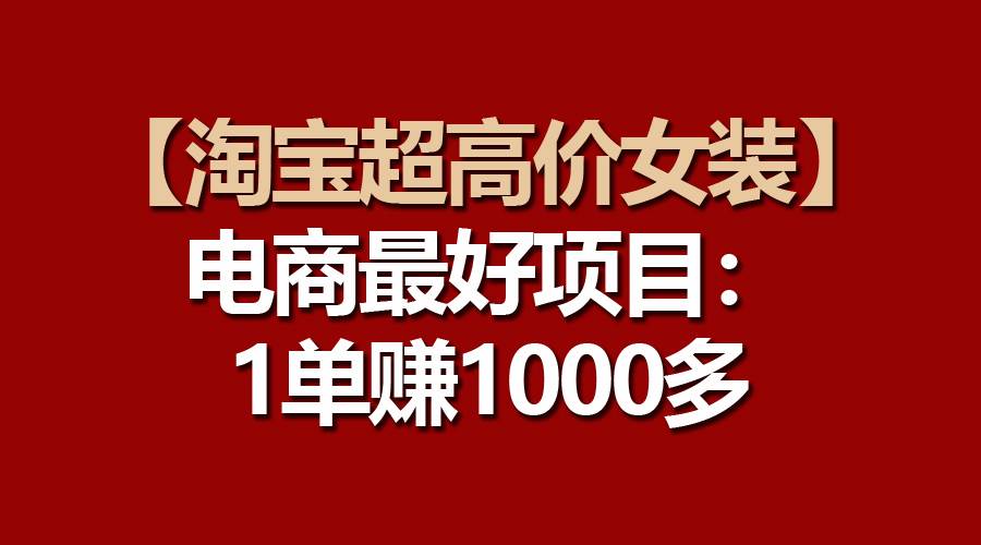 【淘宝超高价女装】电商最好项目：一单赚1000多-火花副业网