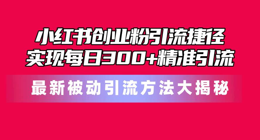 小红书创业粉引流捷径！最新被动引流方法大揭秘，实现每日300+精准引流-火花副业网