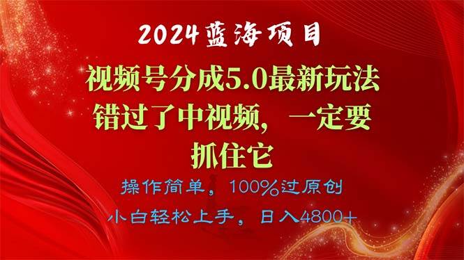 2024蓝海项目，视频号分成计划5.0最新玩法，错过了中视频，一定要抓住…-火花副业网